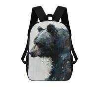 sinyumoney 3D Printed Kids School Backpack Grizzly Bear Portrait Art Backpacks Fashion Casual Children Backpacks Outdoor Casual Daypack Cute Travel Bags 17inch