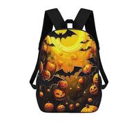 sinyumoney 3D Printed Kids School Backpack Halloween Pumpkin Night Backpacks Fashion Casual Children Backpacks Outdoor Casual Daypack Cute Travel Bags 17inch
