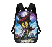 sinyumoney 3D Printed Kids School Backpack Haunted Twisted House - Gothic Fantasy Art Backpacks Fashion Casual Children Backpacks Outdoor Casual Daypack Cute Travel Bags 17inch