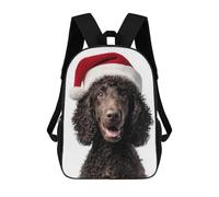 sinyumoney 3D Printed Kids School Backpack Irish Water Spaniel with Santa Hat Backpacks Fashion Casual Children Backpacks Outdoor Casual Daypack Cute Travel Bags 17inch