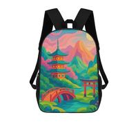 sinyumoney 3D Printed Kids School Backpack Japanese Landscape with Pagoda And Torii Backpacks Fashion Casual Children Backpacks Outdoor Casual Daypack Cute Travel Bags 17inch