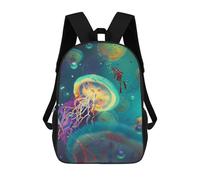 sinyumoney 3D Printed Kids School Backpack Jellyfish Encounter Children School Bag Travel Rucksacks Fashion Book Bags Large Capacity Backpack 17inch