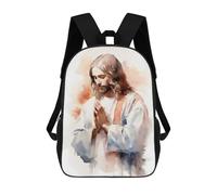 sinyumoney 3D Printed Kids School Backpack Jesus Praying Watercolor Children School Bag Travel Rucksacks Fashion Book Bags Large Capacity Backpack 17inch