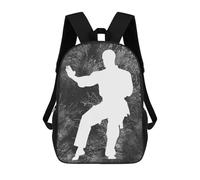 sinyumoney 3D Printed Kids School Backpack Karate Silhouette 23 Backpacks Fashion Casual Children Backpacks Outdoor Casual Daypack Cute Travel Bags 17inch