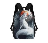 sinyumoney 3D Printed Kids School Backpack Kitsune Yin Yang Moon Children School Bag Travel Rucksacks Fashion Book Bags Large Capacity Backpack 17inch