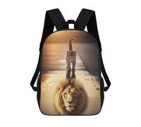 sinyumoney 3D Printed Kids School Backpack Kitten Lion Reflection Children School Bag Travel Rucksacks Fashion Book Bags Large Capacity Backpack 17inch