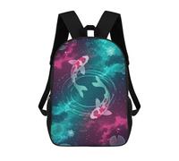 sinyumoney 3D Printed Kids School Backpack Koi Fish in Cosmic Pond Children School Bag Travel Rucksacks Fashion Book Bags Large Capacity Backpack 17inch