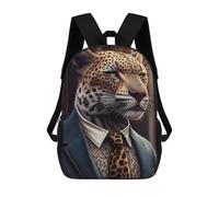 sinyumoney 3D Printed Kids School Backpack Leopard in Suit Portrait-1 Backpacks Fashion Casual Children Backpacks Outdoor Casual Daypack Cute Travel Bags 17inch