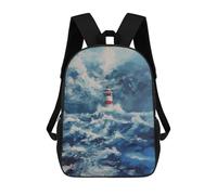 sinyumoney 3D Printed Kids School Backpack Lighthouse in The Storm Children School Bag Travel Rucksacks Fashion Book Bags Large Capacity Backpack 17inch