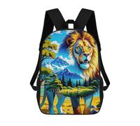sinyumoney 3D Printed Kids School Backpack Lion Landscape Animal Backpacks Fashion Casual Children Backpacks Outdoor Casual Daypack Cute Travel Bags 17inch
