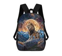 sinyumoney 3D Printed Kids School Backpack Lion on Rock with Moon And Stars Children School Bag Travel Rucksacks Fashion Book Bags Large Capacity Backpack 17inch
