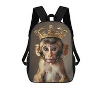 sinyumoney 3D Printed Kids School Backpack Little Monkey King Children School Bag Travel Rucksacks Fashion Book Bags Large Capacity Backpack 17inch