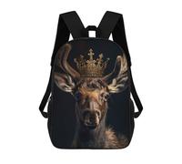 sinyumoney 3D Printed Kids School Backpack Little Moose King Backpacks Fashion Casual Children Backpacks Outdoor Casual Daypack Cute Travel Bags 17inch
