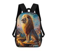 sinyumoney 3D Printed Kids School Backpack Luminous Lion 2 Children School Bag Travel Rucksacks Fashion Book Bags Large Capacity Backpack 17inch