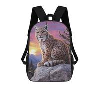 sinyumoney 3D Printed Kids School Backpack Lynx at Sunset Backpacks Fashion Casual Children Backpacks Outdoor Casual Daypack Cute Travel Bags 17inch