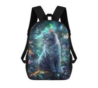 sinyumoney 3D Printed Kids School Backpack Magical Forest Cat Backpacks Fashion Casual Children Backpacks Outdoor Casual Daypack Cute Travel Bags 17inch