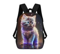 sinyumoney 3D Printed Kids School Backpack Magical Glowing Kitten Backpacks Fashion Casual Children Backpacks Outdoor Casual Daypack Cute Travel Bags 17inch