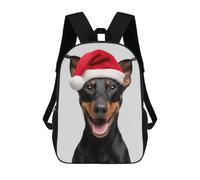 sinyumoney 3D Printed Kids School Backpack Manchester Terrier Dog with Santa Hat Portrait Children School Bag Travel Rucksacks Fashion Book Bags Large Capacity Backpack 17inch
