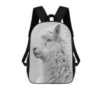 sinyumoney 3D Printed Kids School Backpack Monochrome Llama Portrait Backpacks Fashion Casual Children Backpacks Outdoor Casual Daypack Cute Travel Bags 17inch