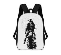 sinyumoney 3D Printed Kids School Backpack Motorcycle Rider Black And White Art Backpacks Fashion Casual Children Backpacks Outdoor Casual Daypack Cute Travel Bags 17inch