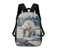 sinyumoney 3D Printed Kids School Backpack My Habitat Polar Bear in Cityscape Backpacks Fashion Casual Children Backpacks Outdoor Casual Daypack Cute Travel Bags 17inch