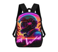 sinyumoney 3D Printed Kids School Backpack Neon Astronaut Sunset Children School Bag Travel Rucksacks Fashion Book Bags Large Capacity Backpack 17inch