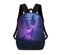sinyumoney 3D Printed Kids School Backpack Neon Deer in Forest Backpacks Fashion Casual Children Backpacks Outdoor Casual Daypack Cute Travel Bags 17inch