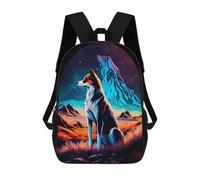 sinyumoney 3D Printed Kids School Backpack Neon Wolf in Mountainscape Backpacks Fashion Casual Children Backpacks Outdoor Casual Daypack Cute Travel Bags 17inch