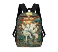 sinyumoney 3D Printed Kids School Backpack Nine Tails Under The Torii Sunset Backpacks Fashion Casual Children Backpacks Outdoor Casual Daypack Cute Travel Bags 17inch