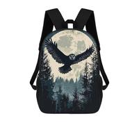 sinyumoney 3D Printed Kids School Backpack Owl Flying Moonlit Forest Backpacks Fashion Casual Children Backpacks Outdoor Casual Daypack Cute Travel Bags 17inch