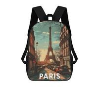 sinyumoney 3D Printed Kids School Backpack Paris Eiffel Tower Children School Bag Travel Rucksacks Fashion Book Bags Large Capacity Backpack 17inch