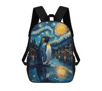 sinyumoney 3D Printed Kids School Backpack Penguin Under Starry Night Backpacks Fashion Casual Children Backpacks Outdoor Casual Daypack Cute Travel Bags 17inch