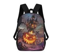 sinyumoney 3D Printed Kids School Backpack Pumpkin House Children School Bag Travel Rucksacks Fashion Book Bags Large Capacity Backpack 17inch