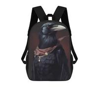 sinyumoney 3D Printed Kids School Backpack Raven Unrealistic Children School Bag Travel Rucksacks Fashion Book Bags Large Capacity Backpack 17inch