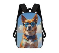 sinyumoney 3D Printed Kids School Backpack Red Dog in Sunglasses Backpacks Fashion Casual Children Backpacks Outdoor Casual Daypack Cute Travel Bags 17inch
