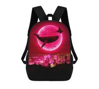 sinyumoney 3D Printed Kids School Backpack Red Moon High Tide Backpacks Fashion Casual Children Backpacks Outdoor Casual Daypack Cute Travel Bags 17inch