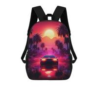 sinyumoney 3D Printed Kids School Backpack Retro Car Art Backpacks Fashion Casual Children Backpacks Outdoor Casual Daypack Cute Travel Bags 17inch