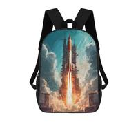 sinyumoney 3D Printed Kids School Backpack Rocket Launch Ascension Children School Bag Travel Rucksacks Fashion Book Bags Large Capacity Backpack 17inch