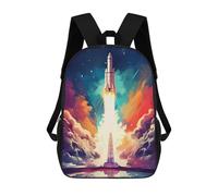 sinyumoney 3D Printed Kids School Backpack Rocket Launch Into Space Children School Bag Travel Rucksacks Fashion Book Bags Large Capacity Backpack 17inch
