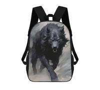 sinyumoney 3D Printed Kids School Backpack Running Black Wolf Backpacks Fashion Casual Children Backpacks Outdoor Casual Daypack Cute Travel Bags 17inch