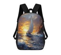 sinyumoney 3D Printed Kids School Backpack Sailing at Sunset Impressionist-Inspired Artwork Backpacks Fashion Casual Children Backpacks Outdoor Casual Daypack Cute Travel Bags 17inch