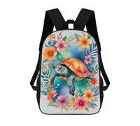 sinyumoney 3D Printed Kids School Backpack Sea Turtle Watercolor Children School Bag Travel Rucksacks Fashion Book Bags Large Capacity Backpack 17inch