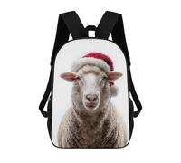 sinyumoney 3D Printed Kids School Backpack Sheep Wearing Santa Hat Children School Bag Travel Rucksacks Fashion Book Bags Large Capacity Backpack 17inch