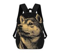 sinyumoney 3D Printed Kids School Backpack Shiba Inu Dog Portrait Illustration Backpacks Fashion Casual Children Backpacks Outdoor Casual Daypack Cute Travel Bags 17inch