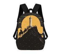 sinyumoney 3D Printed Kids School Backpack Silhouettes at The Tower Backpacks Fashion Casual Children Backpacks Outdoor Casual Daypack Cute Travel Bags 17inch