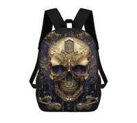 sinyumoney 3D Printed Kids School Backpack Skull Machine Gold II Children School Bag Travel Rucksacks Fashion Book Bags Large Capacity Backpack 17inch