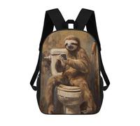 sinyumoney 3D Printed Kids School Backpack Sloth Bath Room Phone Text Backpacks Fashion Casual Children Backpacks Outdoor Casual Daypack Cute Travel Bags 17inch