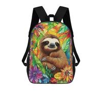 sinyumoney 3D Printed Kids School Backpack Sloth in Stained Glass Backpacks Fashion Casual Children Backpacks Outdoor Casual Daypack Cute Travel Bags 17inch
