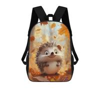 sinyumoney 3D Printed Kids School Backpack Smiling Hedgehog in Autumn Children School Bag Travel Rucksacks Fashion Book Bags Large Capacity Backpack 17inch