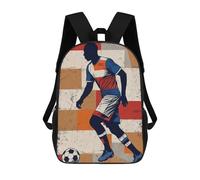 sinyumoney 3D Printed Kids School Backpack Soccer Player Silhouette with Ball Backpacks Fashion Casual Children Backpacks Outdoor Casual Daypack Cute Travel Bags 17inch